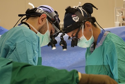 Rashad Jabarkheel and Zarina Ali performing neurosurgery at Penn Medicine.